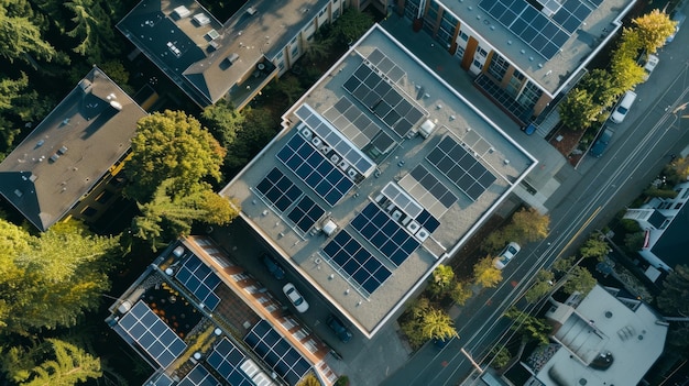 Photo urban solar power harnessing the sun from rooftops