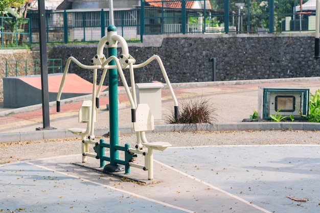 Urban sports ground with weight training and exercise equipment for sports Sports and recreation area Empty sports ground outdoor workout in a park