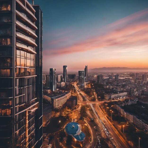 Urban Tower Architectural Landscape and City Skyline