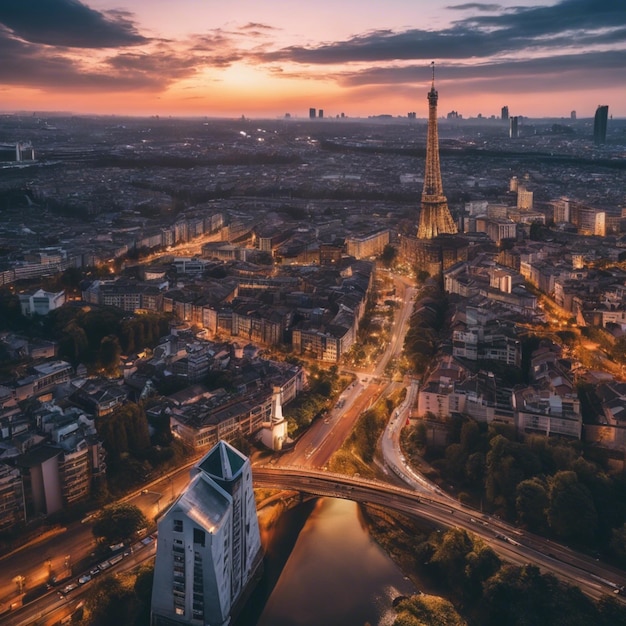 Urban Tower Architectural Landscape and City Skyline