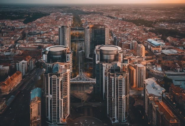 Urban Tower Architectural Landscape and City Skyline