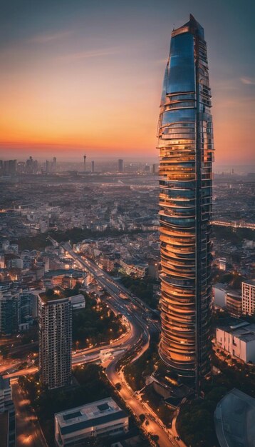 Urban Tower Architectural Landscape and City Skyline