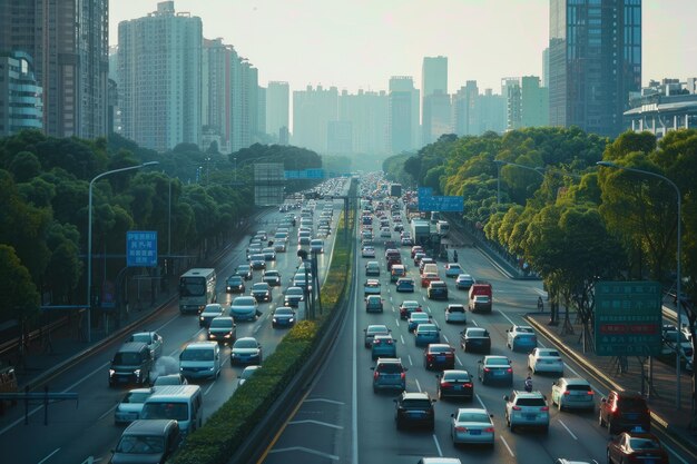 urban traffic with cityscape in ShenzhenChina