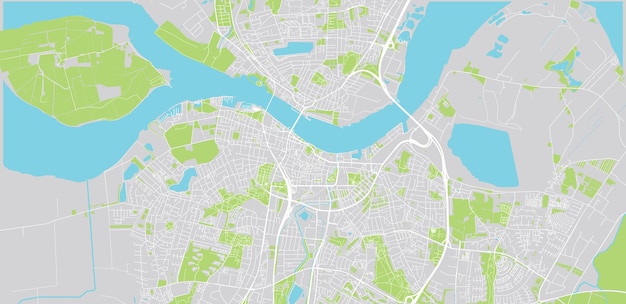 Urban vector city map of Aalborg Denmark