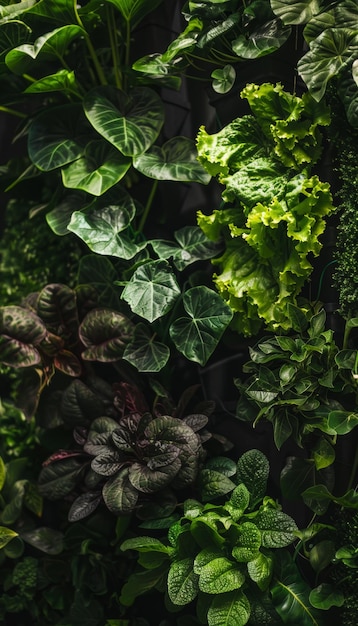 Photo urban vertical garden with fresh vegetables for sustainable living and health