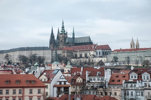 urban views of Prague city in winter