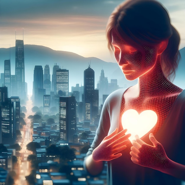 Urban Woman with Heart Chest A