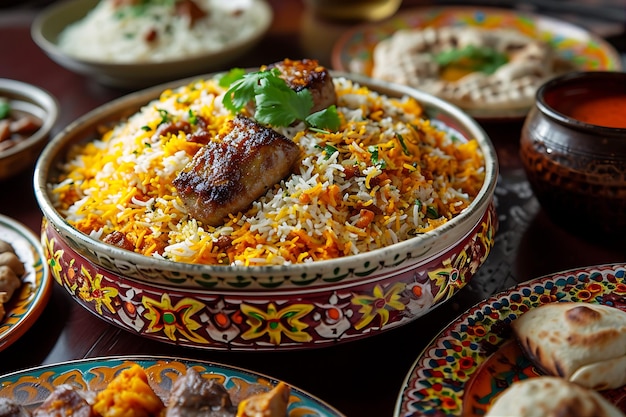 Urdu Food Meal with Rice Photograph