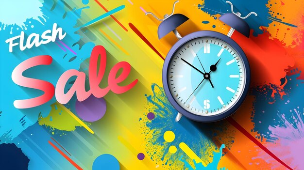 Photo urgent background with clock for flash sale promotion