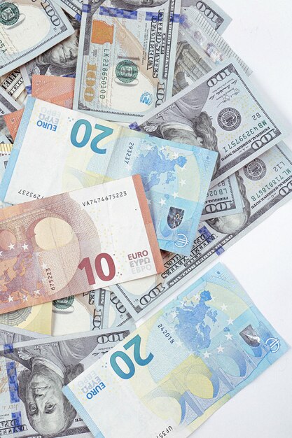 US dollar and Euro banknote money