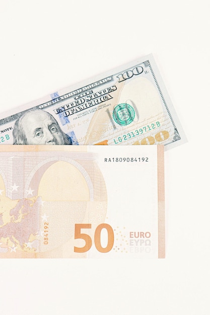 US dollar and Euro banknote money