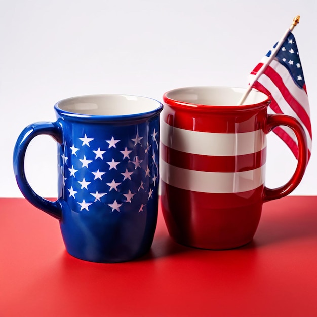 A US flag on an espresso cup