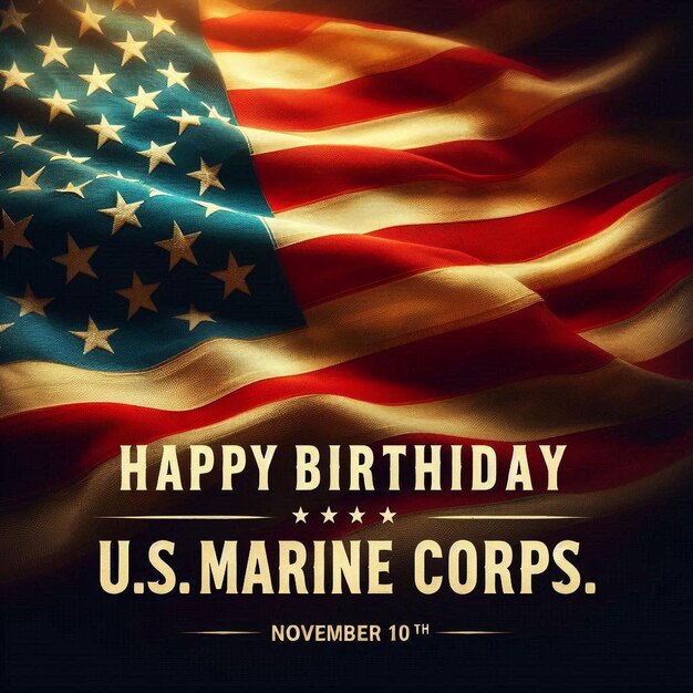 Photo us marine corps birthday greeting card november 10 retro style american flag background