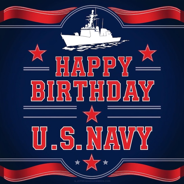 Photo us navy birthday october 13 vector background illustration