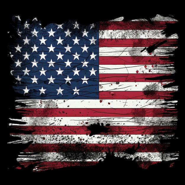 Photo usa flag grunge style on black background