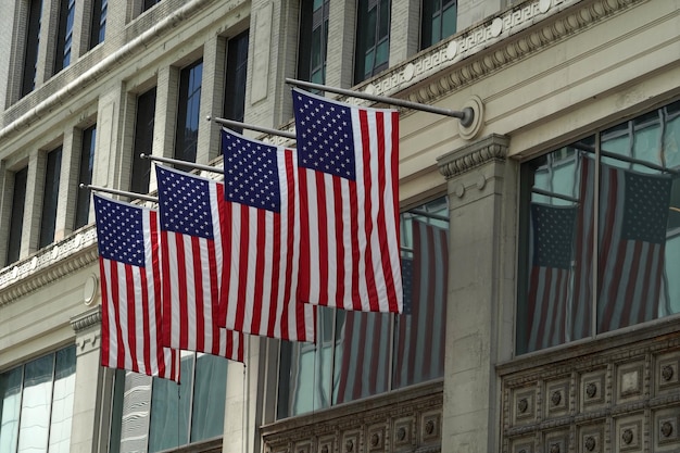 Usa flag in new york trump tower building