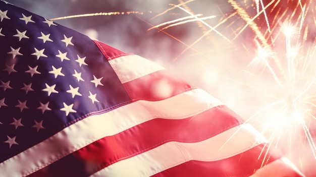 USA Independence Day background with Fireworks Illustration AI GenerativexA