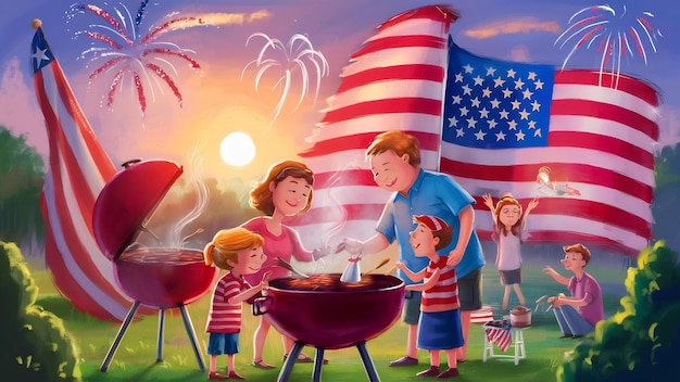 Usa independence day concept with barbecue