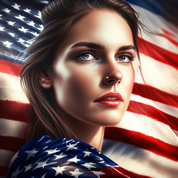 Usa independence day concept with woman