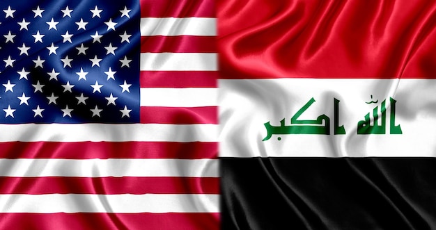 USA and Iraq flag silk