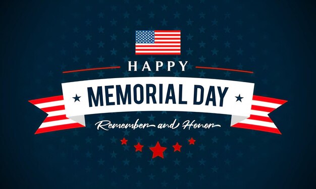 Photo usa memorial day remember and honor greeting card text on blue star pattern