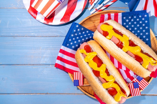 USA Patriotic picnic holiday hot dogs