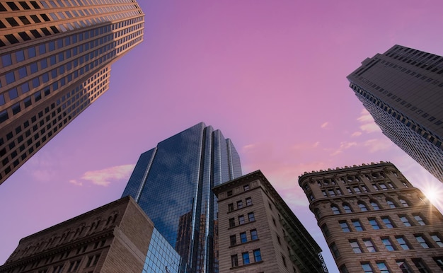 USA Scenic Boston downtown financial district city skyline and skyscrapers