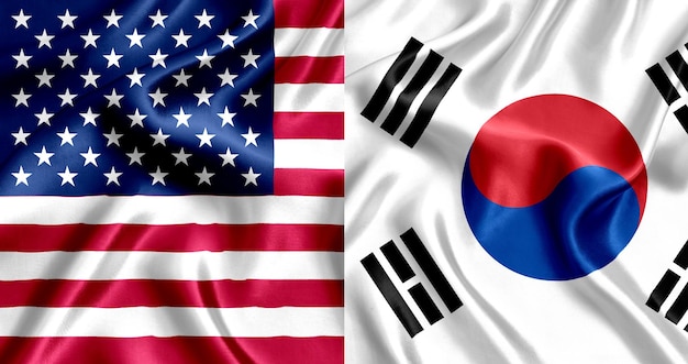 USA and South_Korea flag silk