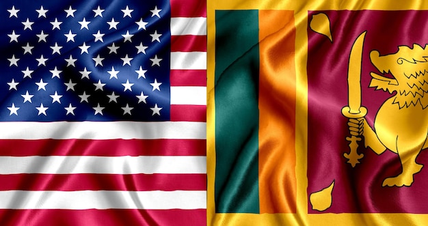 USA and Sri_Lanka flag silk