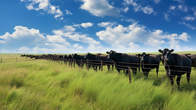 USA texas black angus cow herd in countryside cattle