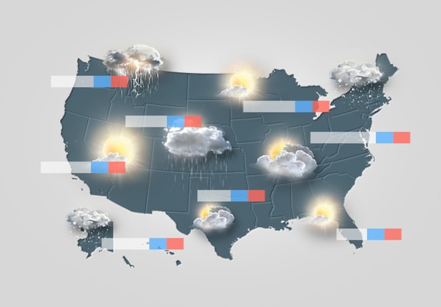 Photo usa weather forecast mockup american weather prediction display