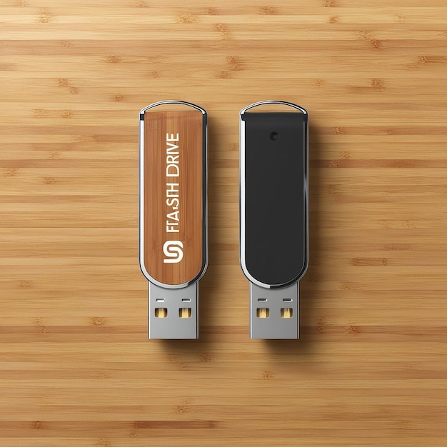 Photo usb flash drive mockup isolated on branding background clean template blank plastic front back side view