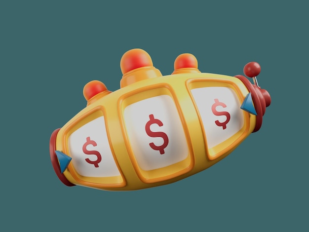 USD Slot Machine Luck Chance Jackpot Casino Gamble Win Crypto Currency 3D Illustration Render