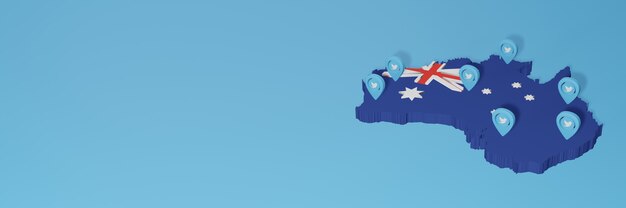 Use of social media and Twitter in Australia for infographics in 3D rendering