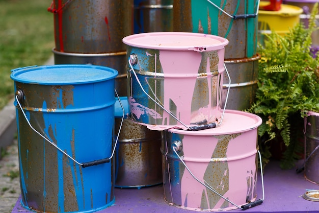 The used paint cans.