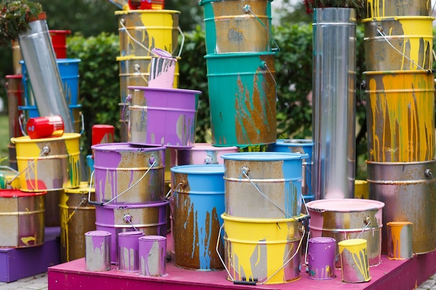 The used paint cans.