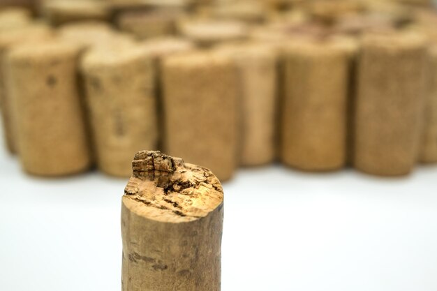 Photo used wine cork on white background