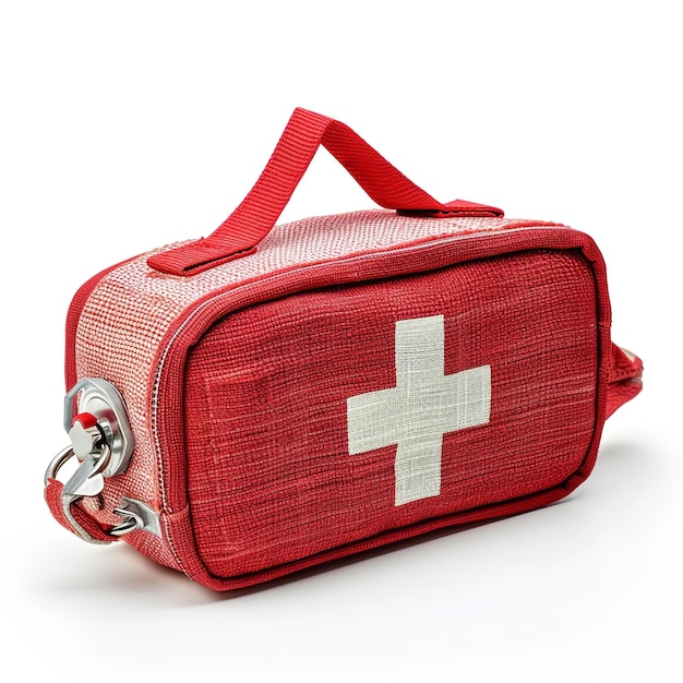 Useful Compact travel folding first aid kit isolated on white background