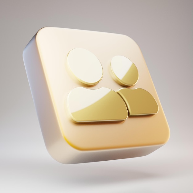 User Friend icon. Golden User Friend symbol on matte gold plate. 3D rendered Social Media Icon.