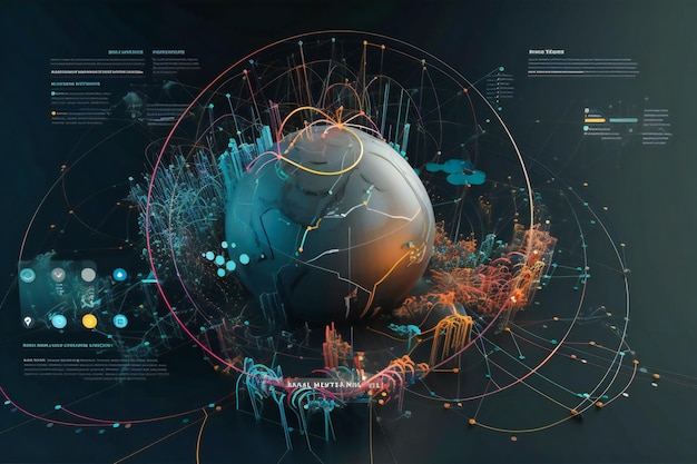 A user skillfully navigates intricate circular diagrams on a virtual screen exploring data with precision