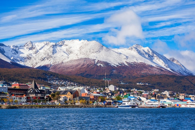 Ushuaia aerial view. Ushuaia is the capital of Tierra del Fuego province in Argentina.