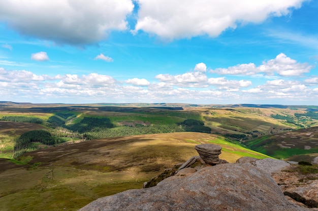 Usual rural England landscape in Yorkshire Amazing view in the national park Peak District