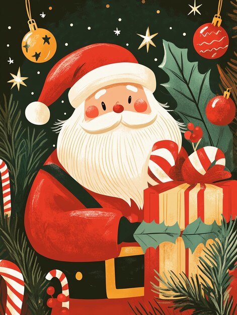 Photo ute santa claus illustration christmas card holiday