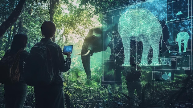 Photo utilizing artificial intelligence in environmental conservation efforts to optimize wildlife protection and sustainable practices