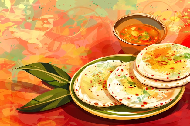 Photo uttapam indian illustration background