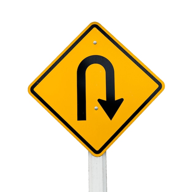 the Uturn sign isolated on white background