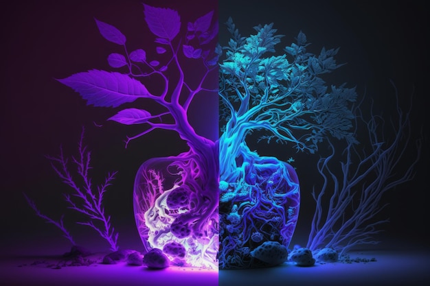 Uv ultraviolet light composition blue and purple generative AI