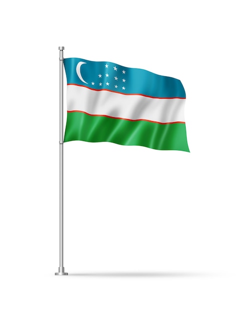 Uzbekistan flag isolated on white