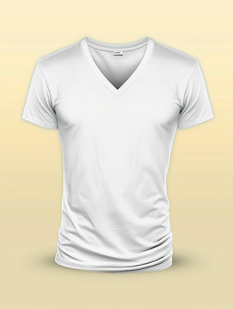 Photo v neck white t shirt mockup