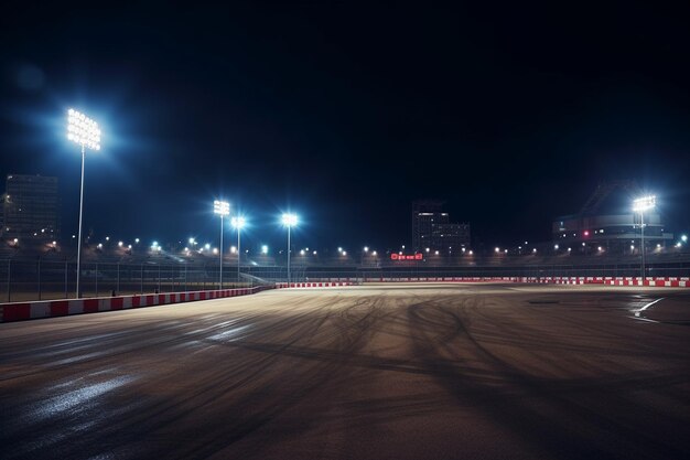 Vacant Motorsport Circuit under Moonlight